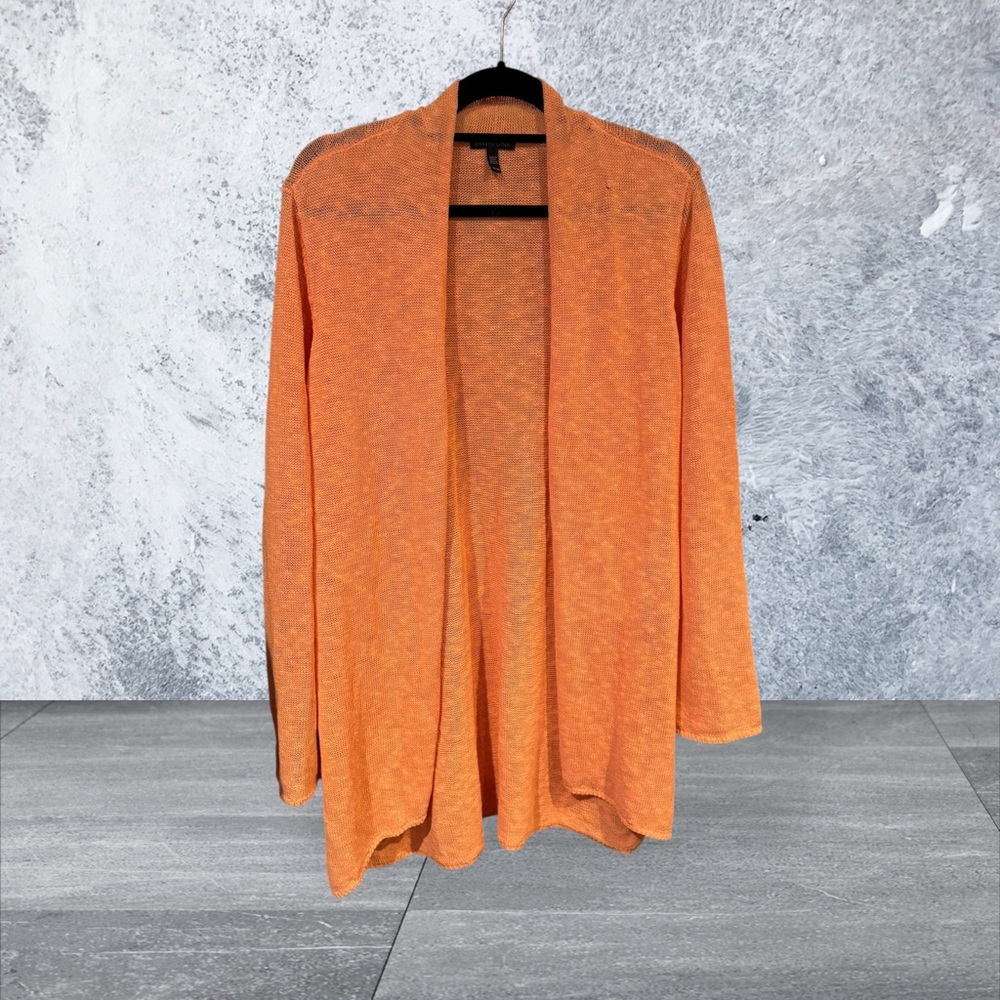 Eileen Fisher linen Blend Tangerine Open-Front Cardigan